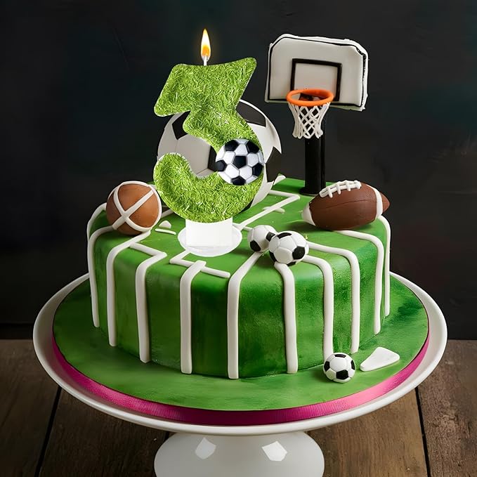 3rd Birthday Candles，Soccer Birthday Decorations，Suitable for Girl and boy Cake Toppers, Wedding Cakes, Anniversaries, Party Celebrations, Birthday Decorations