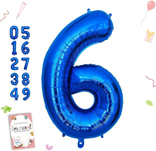 40 Inch Navy Blue 6 Balloon for 6th Birthday Party, Blue Six Number Balloon 16 26 Birthday Decorations for Boys Girls Men Women, Helium Giant Foil Number 6 Balloon