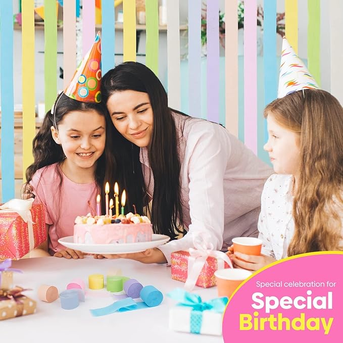 12 Crepe Paper Streamers Rolls, 656ft Pack of Unique 12 Pastel Streamers for Party Decorations, Pastel Backdrop, Birthday Streamers, Party Streamers(1.8 inch x 82 ft/Roll)
