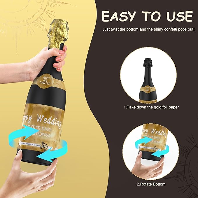 POPUPARTY Champagne Bottle Party gold confetti Popper - 15.3'' (1 Pc.) - for Birthday, graduation，Celebration, Wedding, New Year, Party Decoration