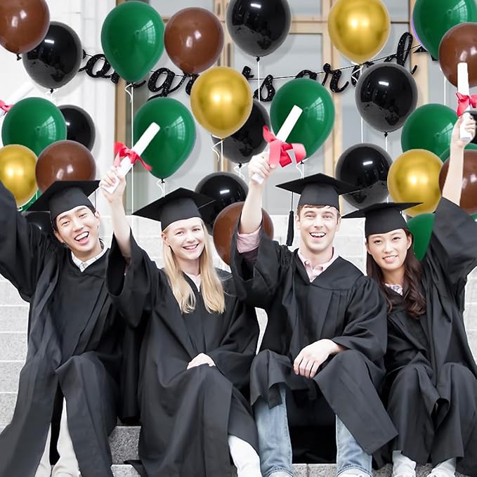 Dark Green Black Gold Balloon Arch Kit - Dark Green Gold Balloons Black Brown Balloon for Football Safari Jungle Wildland Camo Military Birthday Baby Shower Graduation Party Decorations