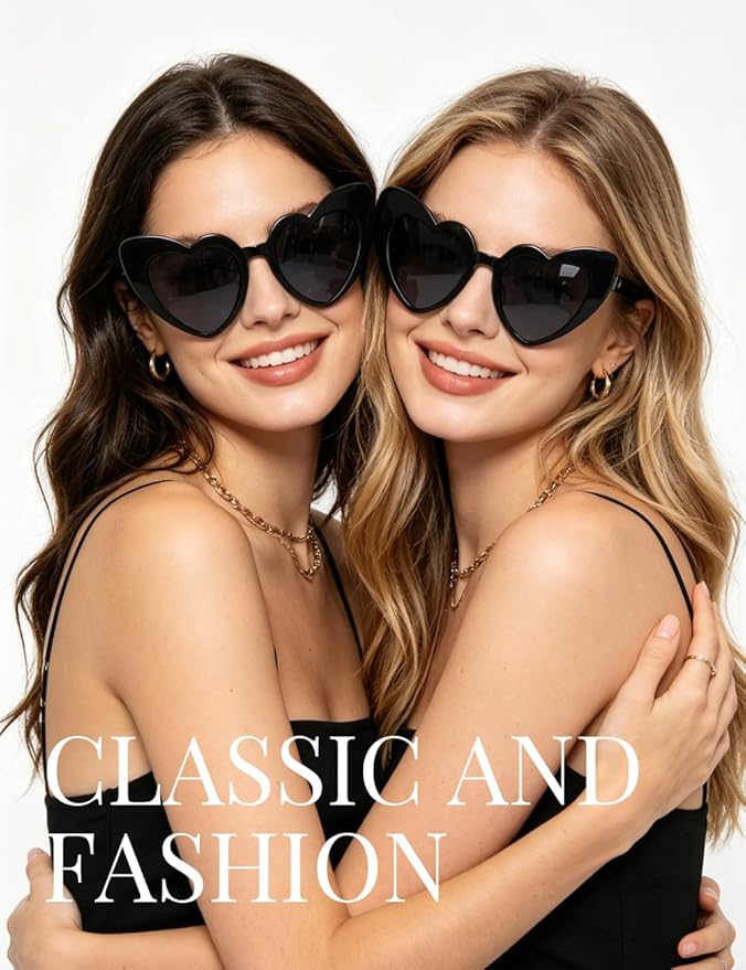 8 Pack Heart Sunglasses Vintage Cat Eye Heart Glasses Retro Bachelorette Bride Sunglasses Bulk for Women