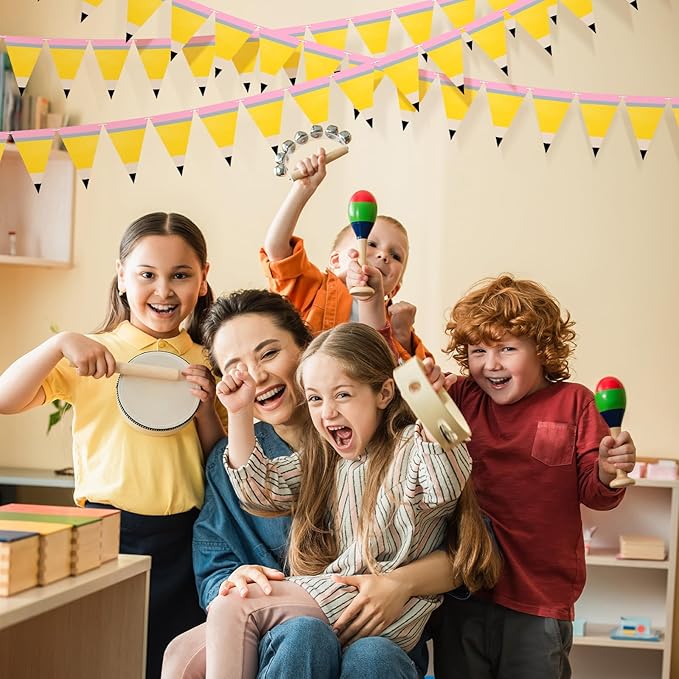 5 Pcs Pencil Shaped Paper Pennant Banners Back to School Classroom Decorations Triangle Flags with Double Sided Printing for First Day of School Classroom Ambience Celebration Decor