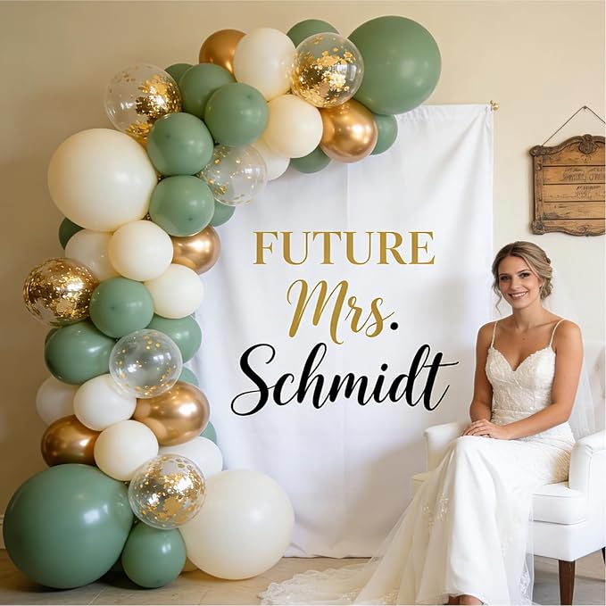 Sage Green Gold Balloons - 50 pcs 12 inch Olive Green Sand White Metallic Gold Confetti Balloons for Birthday Baby Shower Wedding Bridal Shower Party Decorations