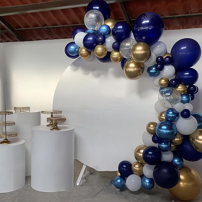 Royal Blue and Gold Balloons, Blue and White Gold Balloons, Macaron Navy Golden Confetti Latex Balloon Graduation Balloon for Birthday Wedding Baby Shower Graduations Party Anniversary Engagement