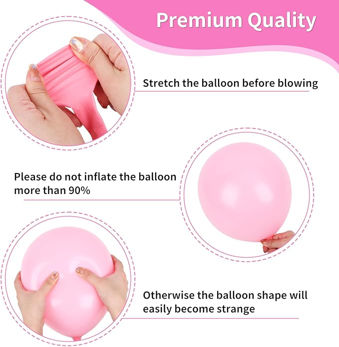 RUBFAC Pink Balloons Set, Metallic Pearl Pastel Light Pink Party Balloons 12 Inch for Girl Princess Birthday Party Decorations Wedding Baby Shower, 65pcs