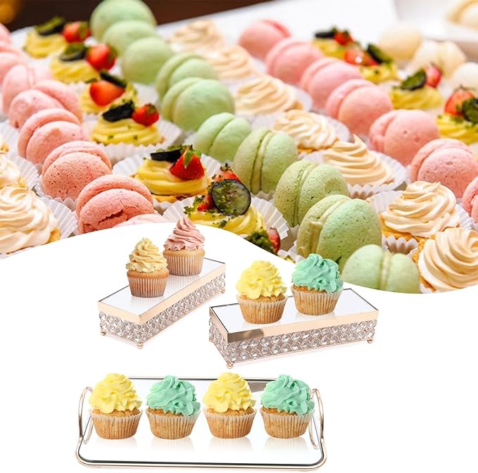 Set of 10 Pieces Metal Cake Stands, Round Cake Stands, Square Candy Fruite Display Plate, Cupcake Serving Tower, for Tea Party, Birthday, Wedding, Anniversary, Celebration, Home Decor