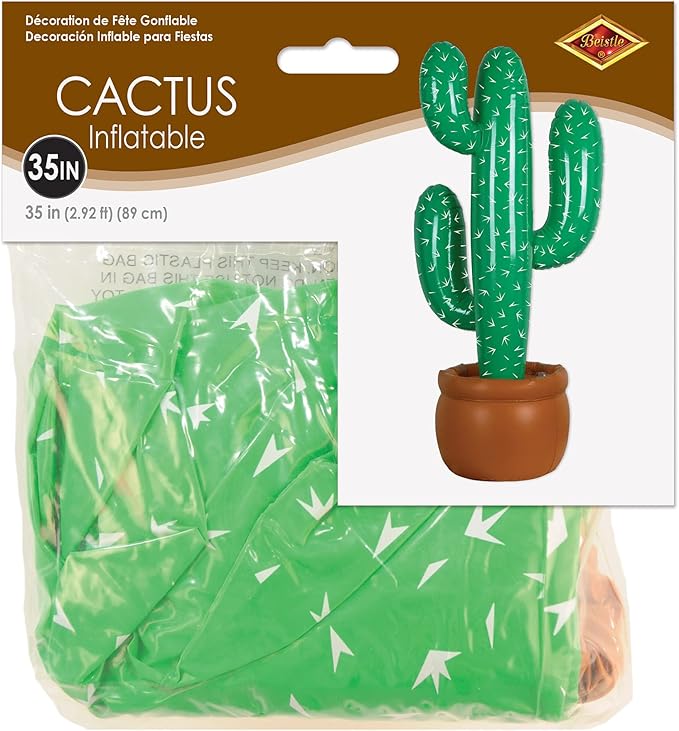 Beistle 35" Inflatable Cactus for Mexican Theme Fiesta D?cor, Cinco De Mayo Party Decorations, Western Photo Props