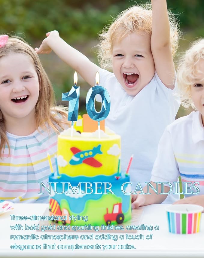 25th Birthday Candles,Number 25 Candles,Blue Happy Birthday Candle for Cake,3D Design Cake Topper Decorations for Women Men Birthday Party Wedding Anniversary Celebration Supplies