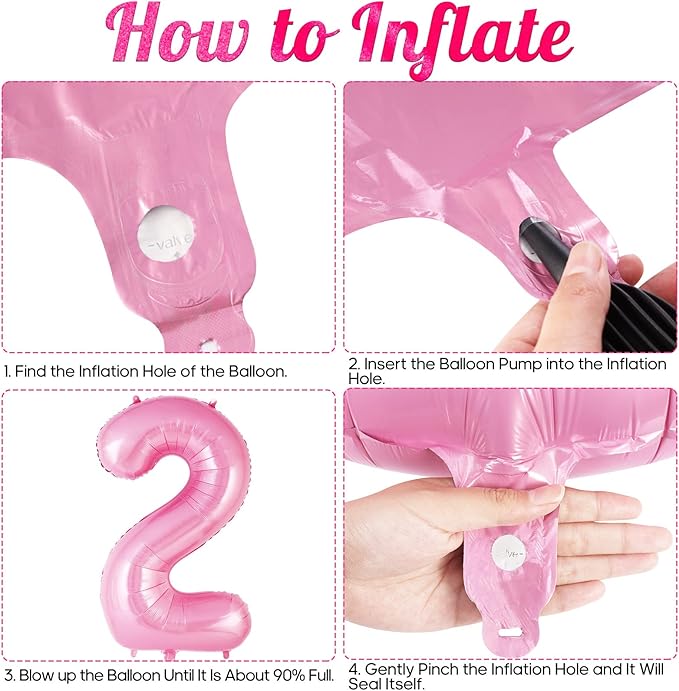 Pink Number 2 Balloon 40 Inch, Big Large Foil Helium Number Balloons, Jumbo Giant Mylar Number 2 Balloons for 2 Second Birthday Party Decorations Supplies Anniversary Celebration