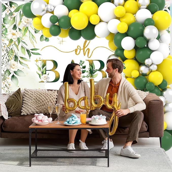 Dark Green Yellow White Silver Balloon Garland Arch Kit - Retro Green and Yellow Balloons Yellow White Balloon for Birthday Wedding Anniversary Graduation Prom Golf Tractor theme Party Decorations