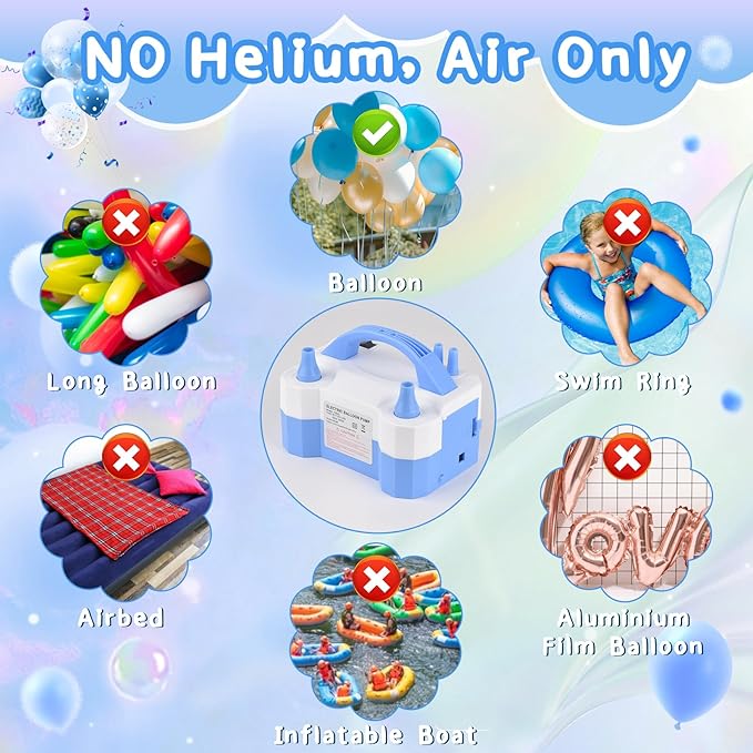 Electric Balloon Pump,Portable Electric Balloon Blower Machine Balloon Air Pump Dual Nozzle,for Birthday Shower Balloons Party Decorations