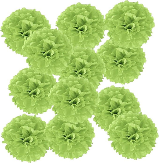 PATIKIL 6inch Tissue Paper Pom Poms, 12PCS Pom Poms Paper Flowers Ball Tissue Paper Flowers for Wedding Bridal Shower Birthday Bachelorette Party Backdrop Decoration, Light Green