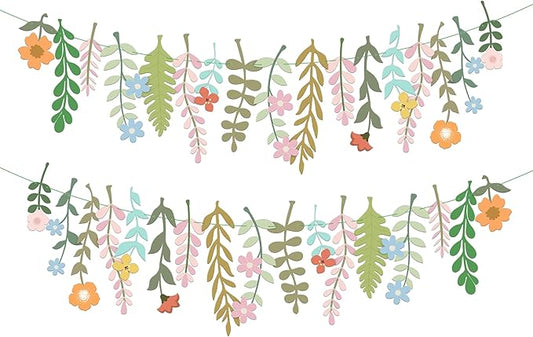 KatchOn, Pastel Flower Banner Garland - 6.5 Feet, Pack of 2 | Cheerland Flower Banner | Wildflower Garland Floral for Wedding, Wild One Bloom Baby Shower, Birthday | Wildflower Party Decorations