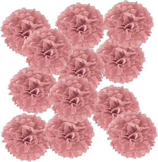 PATIKIL 4inch Tissue Paper Pom Poms, 12PCS Pom Poms Paper Flowers Ball Tissue Paper Flowers for Wedding Bridal Shower Birthday Bachelorette Party Backdrop Decoration, Light Brown