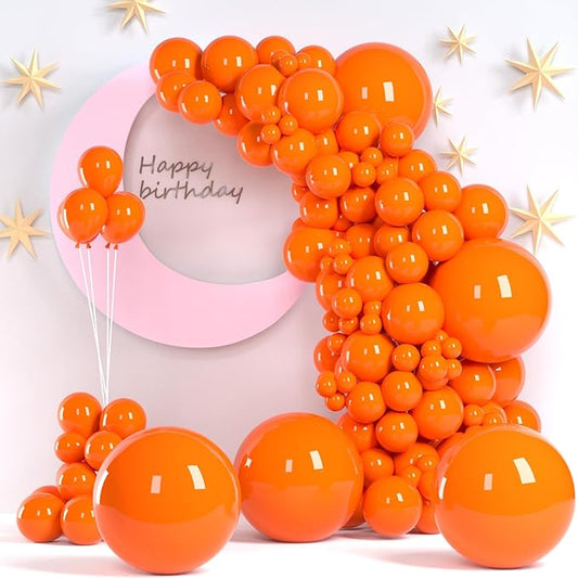 Orange Balloons, 140pcs 18 12 10 5 Inch Different Sizes Pack Party Latex Balloons for Birthday Halloween Holiday Balloon Garland as Party Decorations