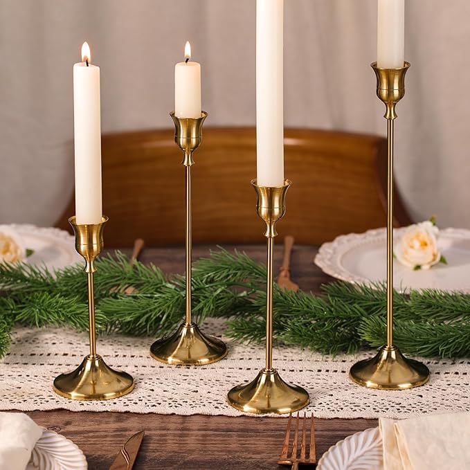 Candlestick Holders, 12PCS Taper Candle Holder for Candlesticks, Gold Candle Holders for Table Centerpiece, Wedding, Party
