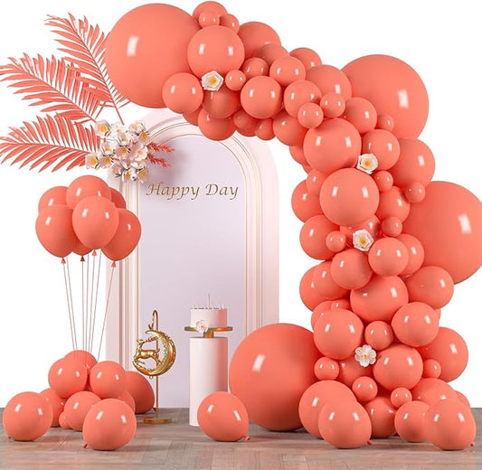 Voircoloria 130pcs Coral Red Balloons Different Sizes 18" 12" 10" 5" Pastel Red Latex Balloon Garland Arch Kit for Birthday Baby Shower Graduation Wedding Valentine's Day Christmas Party Decorations
