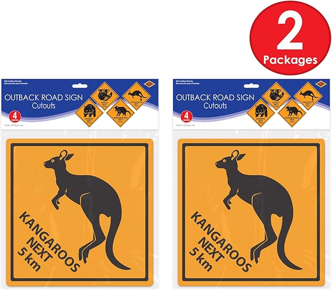 Beistle Outback Road Sign Cutouts 8 Piece, 17", Multicolor