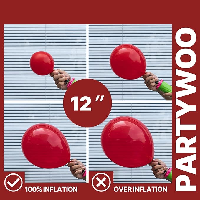 PartyWoo Red and Gold Balloons 66pcs 12 10 Inch Matte Red Burgundy Metallic Chrome Gold Confetti Balloons for Graduation Baby Shower Birthday New Year's Eve Anniversary Christmas Party Decorations