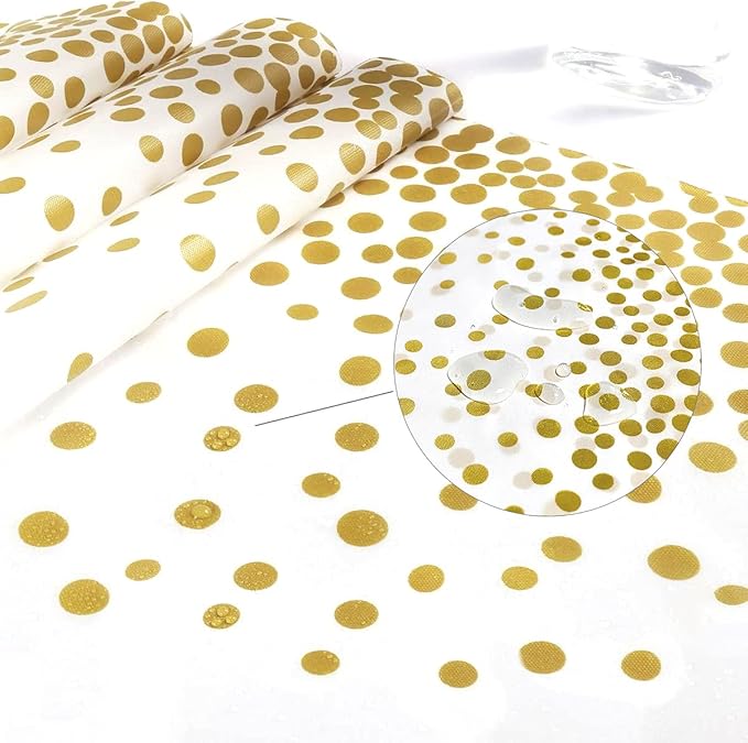 2 Packaging Pink and Gold Plastic Tablecloth, 54 inch x108 inch Rectangular Disposable dot Party Table Cover, Suitable for Birthday, Graduation, Restaurant, Wedding Decoration Tablecloth