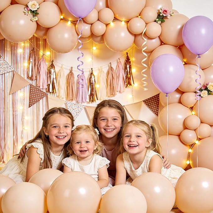 110pcs Nude Balloon 12 inch, Beige Latex Balloons for Birthday Party Baby Shower Wedding(with 2 Ribbons).