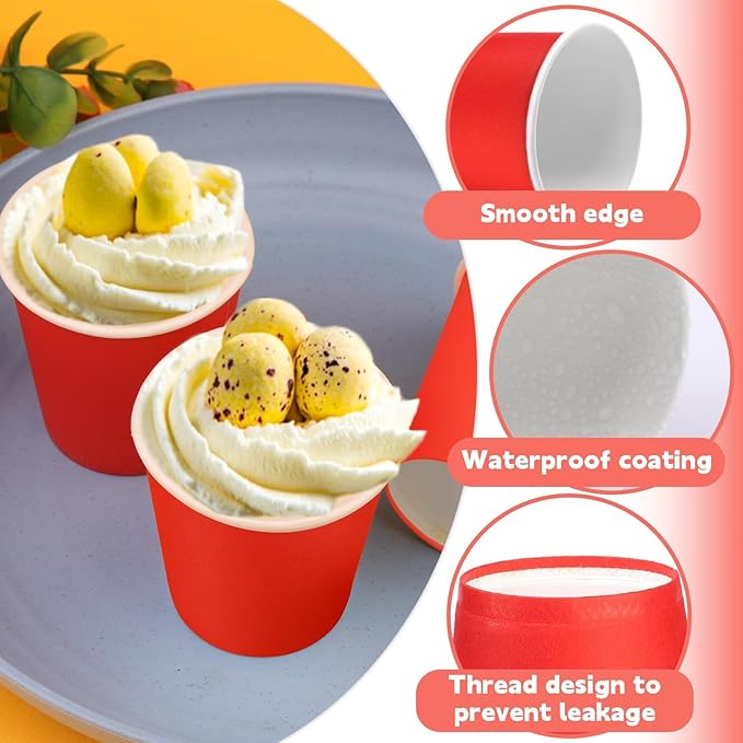 100 Pack 3 oz Paper Cups, Disposable Small Bathroom Cups Red, Mini Disposable Mouthwash Cup, Espresso Cups for Party Travel Picnic BBQ