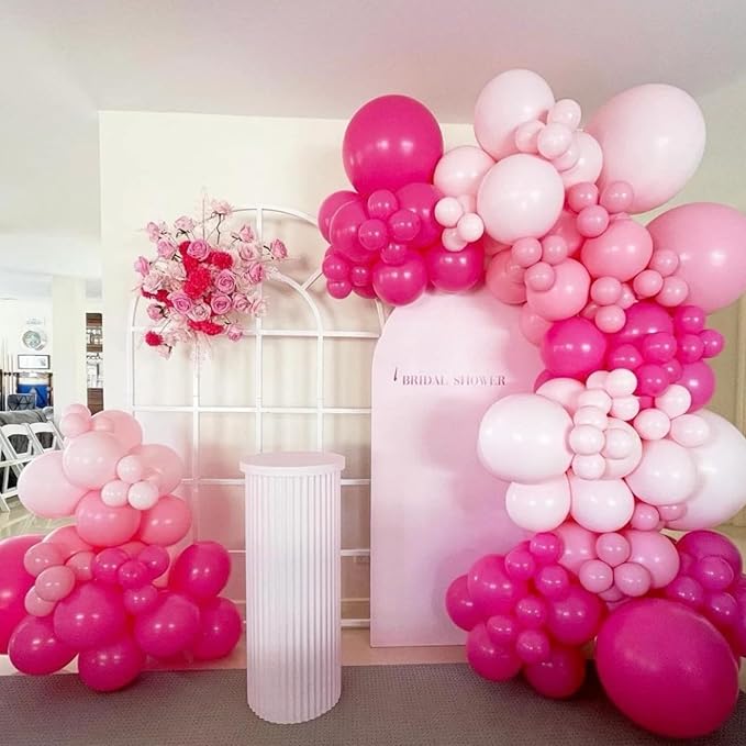 Pink Balloons Set, 65Pcs 12Inch Hot Pink Latex Balloons Baby Light Pink Balloon for Girls Women Baby Shower Wedding Valentine's Day