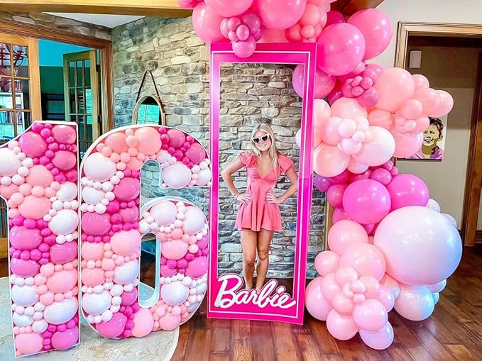Pink Balloon Garland Arch Kit, Kelfara 109Pcs Hot Pink Latex Pastel Pink Balloon, 18 12 10 5 Inch Latex Balloons for Wedding Birthday Princess Theme Bridal Baby Shower Bridal Shower Party Decorations