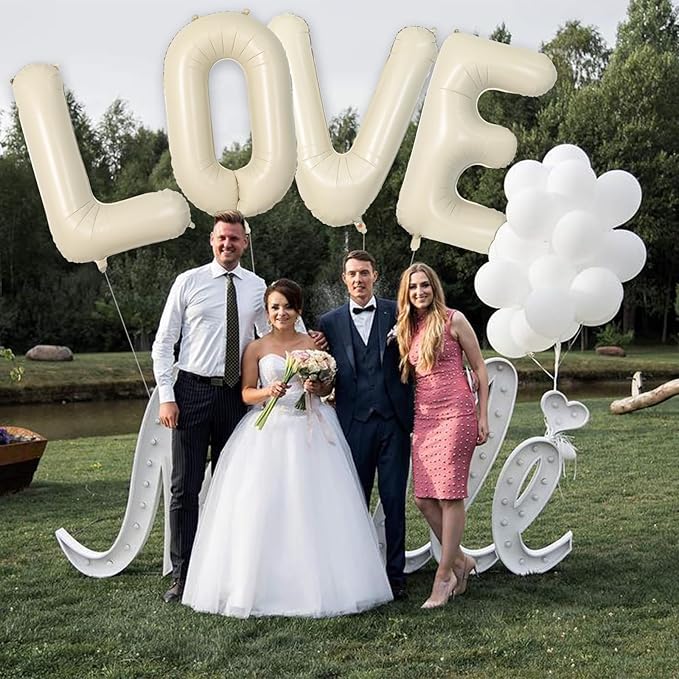 Biapian 40 Inch Letter C Balloons, Giant Cream C Foil Balloon, Big Single Alphabet A-Z Balloons, Beige Large Aluminum C Balloons Helium for Birthday, Baby Shower, Wedding, Anniversary Party Decoration