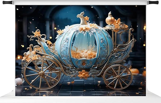 Kate Cinderella Backdrop for Photography Fairy Tales Princess Pumpkin Car Birthday Party Photoshoot Background Photo Studio Props 7x5ft