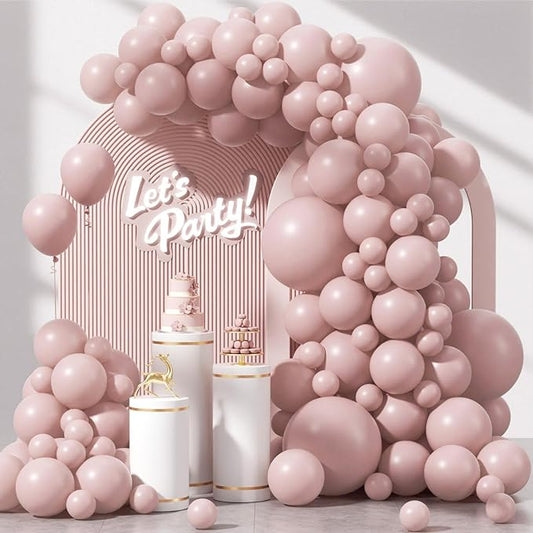 120pcs Dusty Pink Balloons, 18 12 10 5 inch Pastel Pale Lihgt Pink Balloons Different Sizes Dusty Rose Balloon Arch Kit for Boho Bachelorette Baby Shower Birthday Party Decorations