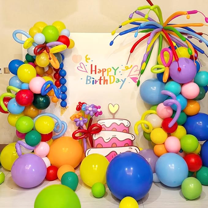 MEBAY Rainbow Balloon Arch Kit, 155Pcs 18 12 5 inch Colorful Latex Balloons Garland for Birthday Baby Shower Wedding Engagement Anniversary Party Decorations