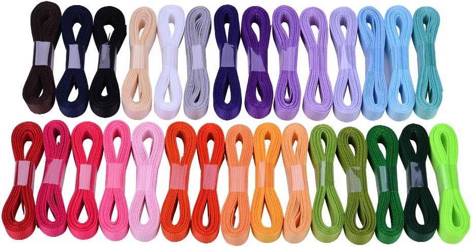 Ribest 3/8 inch Solid Grosgrain Ribbon Set for Gift Wrapping and Bow Hair Accessories-60 Yards (2 Yards*30 Colors)