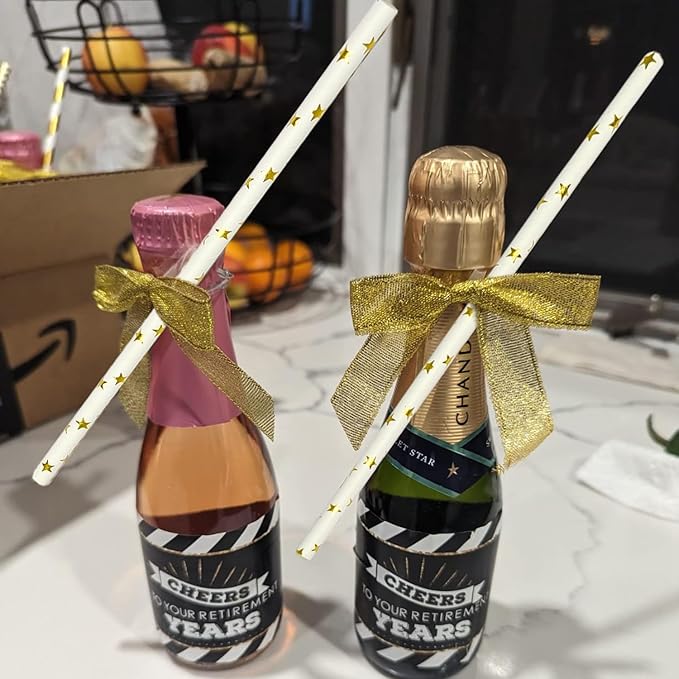 Metallic Gold Stars Drinking Paper Straws for Valentine's Day Wedding Party Biodegradable Straw Box of 100