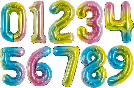 TONIFUL Balloons 16 Inch Colorful 0-9 Number Mylar Foil Balloons 10 Pcs Custom digitalal Balloons for 2026 New Year Eve Birthday Party Engagement Graduations Anniversary Baby Shower