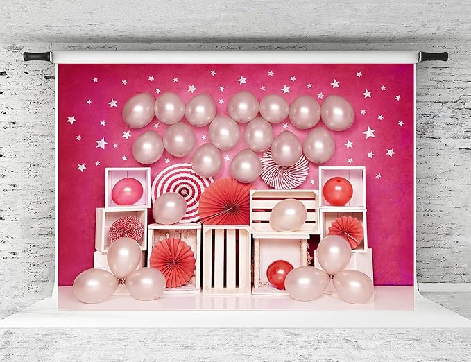 Kate 7x5ft Hot Pink Background for Photography Ballon Babyshower Background Birthday Party Decoration Backdrop