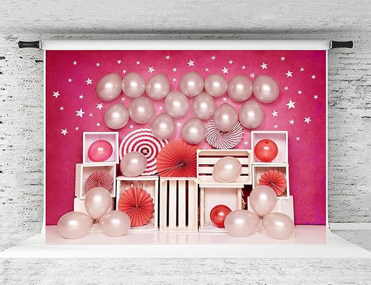 Kate 7x5ft Hot Pink Background for Photography Ballon Babyshower Background Birthday Party Decoration Backdrop
