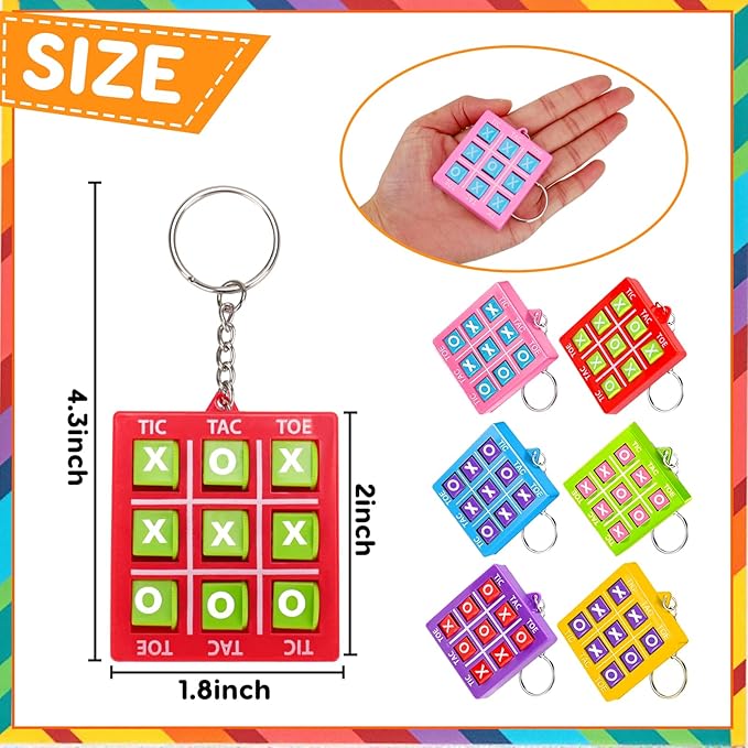 24PCS Tic Tac Toe Game Birthday Summer Party Favors Goodie Bags Stuffers for Kids 3-5 4-8 8-12 Classroom Treasure Chest Carnival Prize Box Toys Bulk Keychain Pinata Filler Return Gifts for Girl Boy