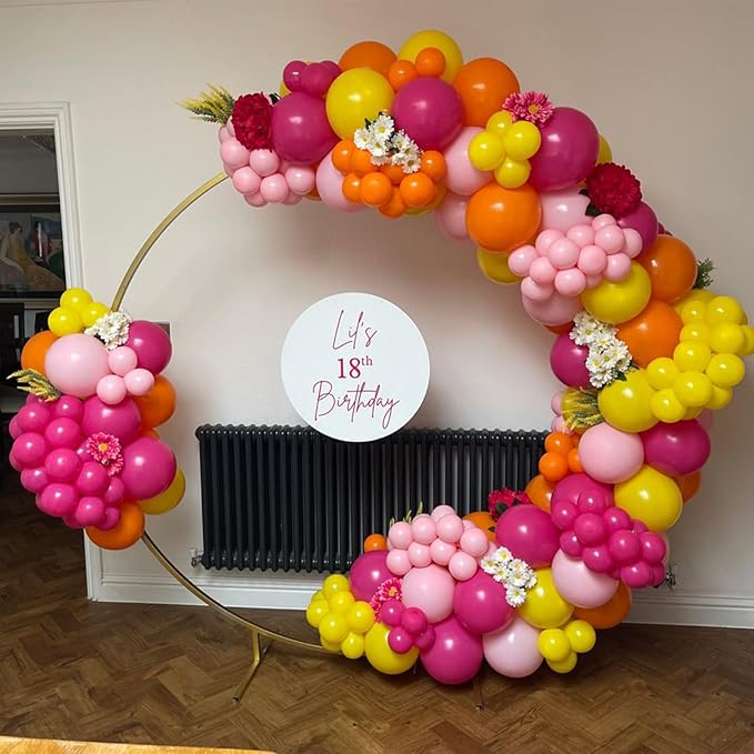 HILAVO Pink and Orange Balloons Light Pink Hot Pink Yellow Autumn Latex Balloons Pastel Pink Yellow Orange Helium Balloon for Fall Birthday Halloween Thanksgiving Tropical Fire Truck Party Decorations