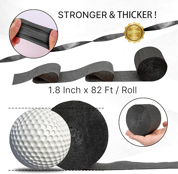 PartyWoo Black Crepe Paper Streamers 4 Rolls 328 ft Pack of Black Crepe Paper for Graduation Halloween New Year Anniversary Birthday Party Decorations (1.8 Inch x 82 Ft/Roll), Black-19