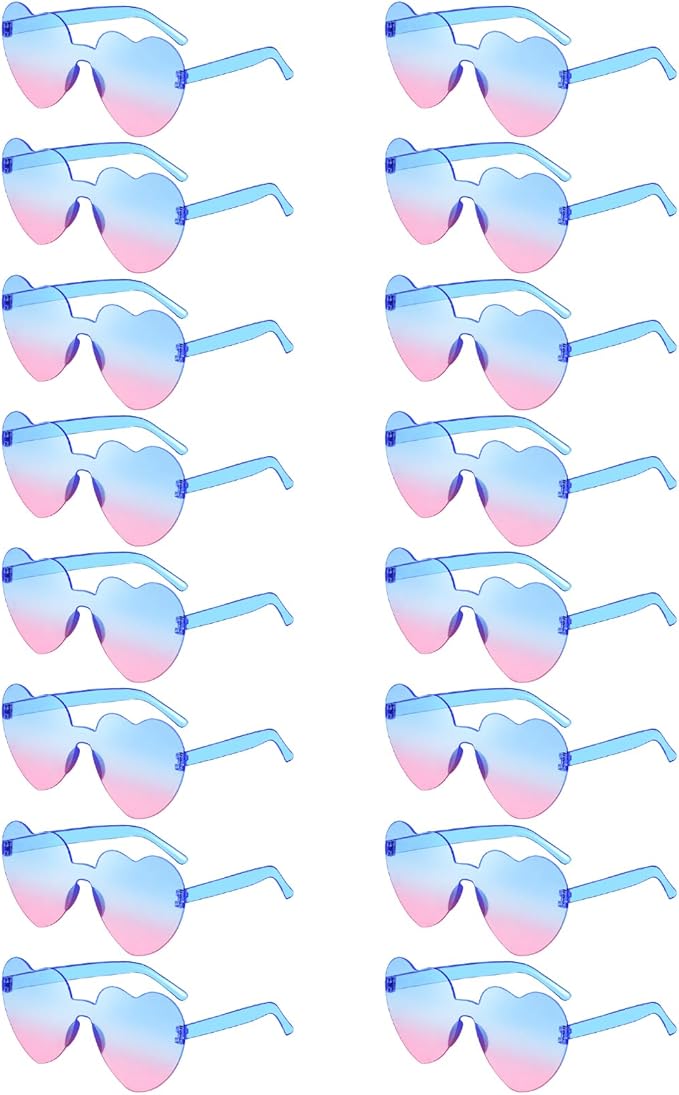 Matcheck 16 Heart Shaped Rimless Sunglasses Transparent Candy Colored Glasses Frameless Party Eyewear for Women