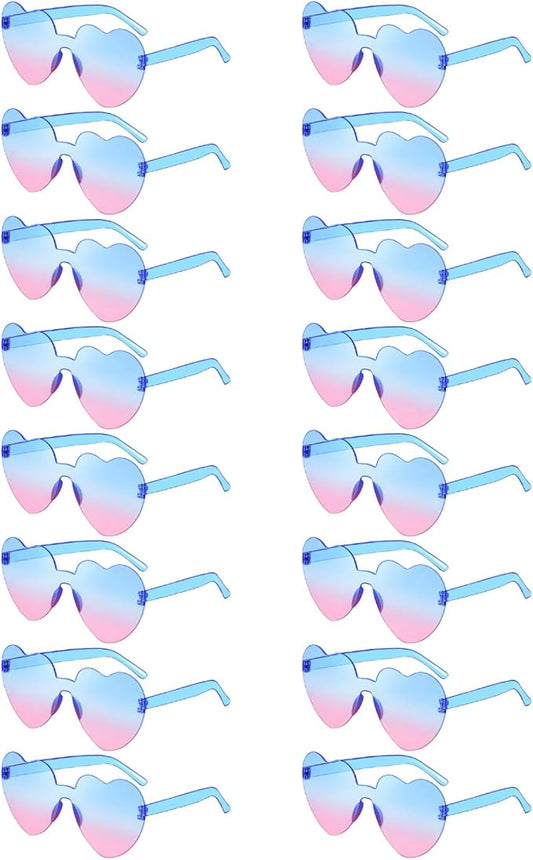 Matcheck 16 Heart Shaped Rimless Sunglasses Transparent Candy Colored Glasses Frameless Party Eyewear for Women