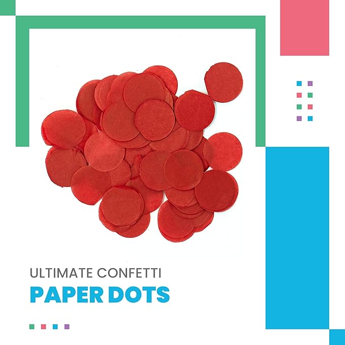 Ultimate Confetti, Red Biodegradable Confetti Circles - Flame-Resistant and Slow-Falling Round Tissue Paper Confetti for Cannon and Launcher use – Best for Celebrations - 1 lb, 16 oz