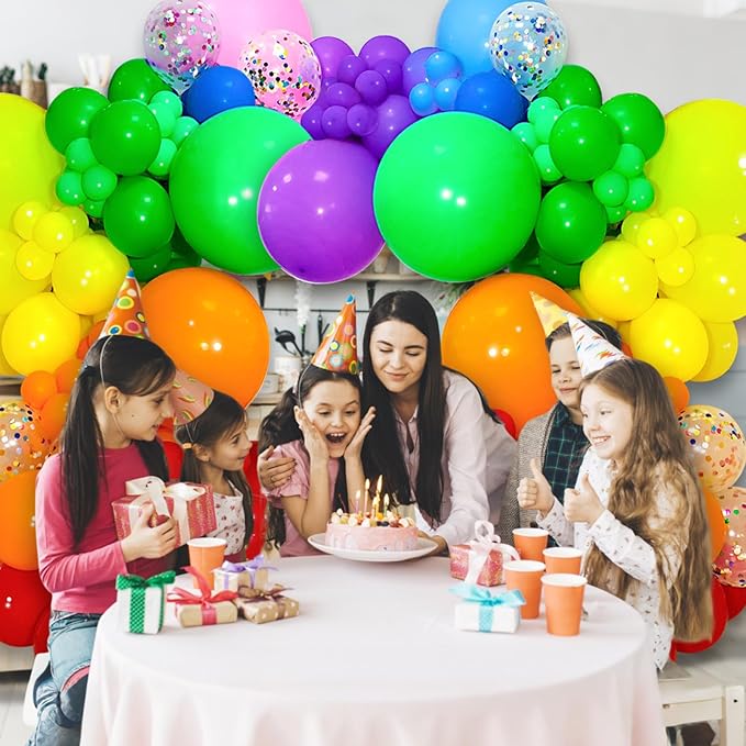162 Pcs Colorful Rainbow Balloons Arch Kit, Diffrent Size Rainbow Balloon Garland, Globos De Colores for Party Decoration Birthday Party Supplies.
