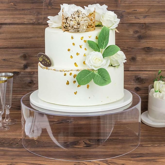 Efavormart 14" Round Clear Acrylic Cake Stand, Transparent Fillable Display Box, Pedestal Riser with Hollow Bottom for Weddings, Parties, Banquets, and Creative Dessert Displays
