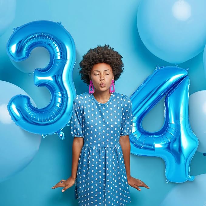 Blue Number 4 Balloon 40 Inch, Big Large Foil Helium Number Balloons, Jumbo Giant Mylar Number 4 Balloons for 4 Year Old Birthday Party Decorations Supplies Anniversary Celebration
