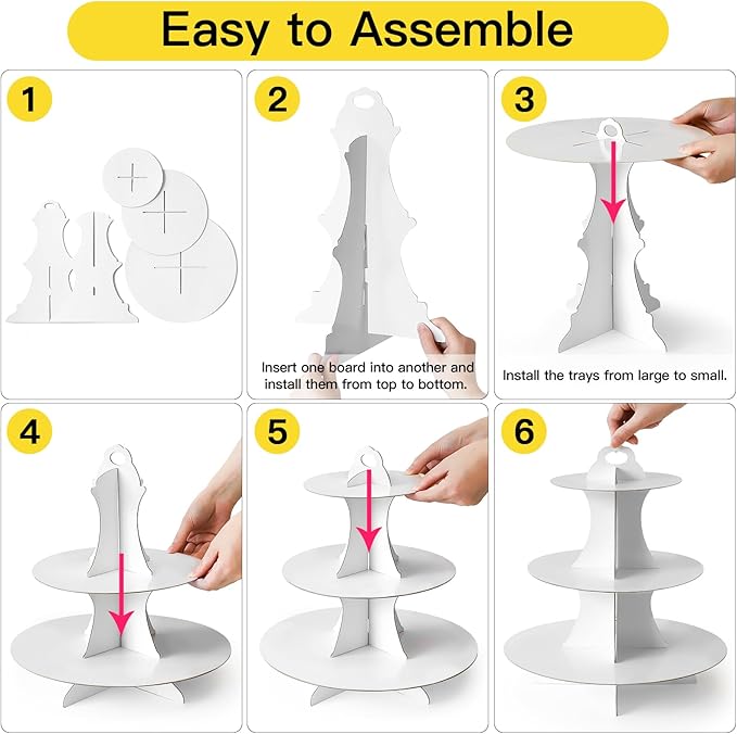 Soleebee 3-Tier Round Cupcake Stand, Cardboard Cupcake Tower, Dessert Cup Cake Stand Tower for Birthday Wedding Party Decoration, Cupcake Tier Stand 2 Set (White)