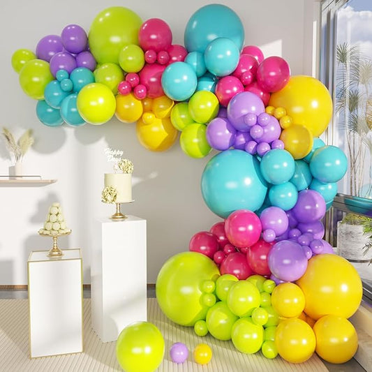 MEBAY Rainbow Balloons Garland Arch Kit, 146Pcs 5 Assorted Color Latex Balloon Different Sizes 18 12 10 5 Inch for Gender Reveal Baby Shower Wedding Birthday Party Decoration