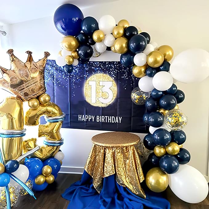 YMSZ Navy Blue Balloons with Different Sizes, Navy Blue Balloon Garland Arch Kit for Birthday Party, Graduation, Baby Shower, Wedding Decoration